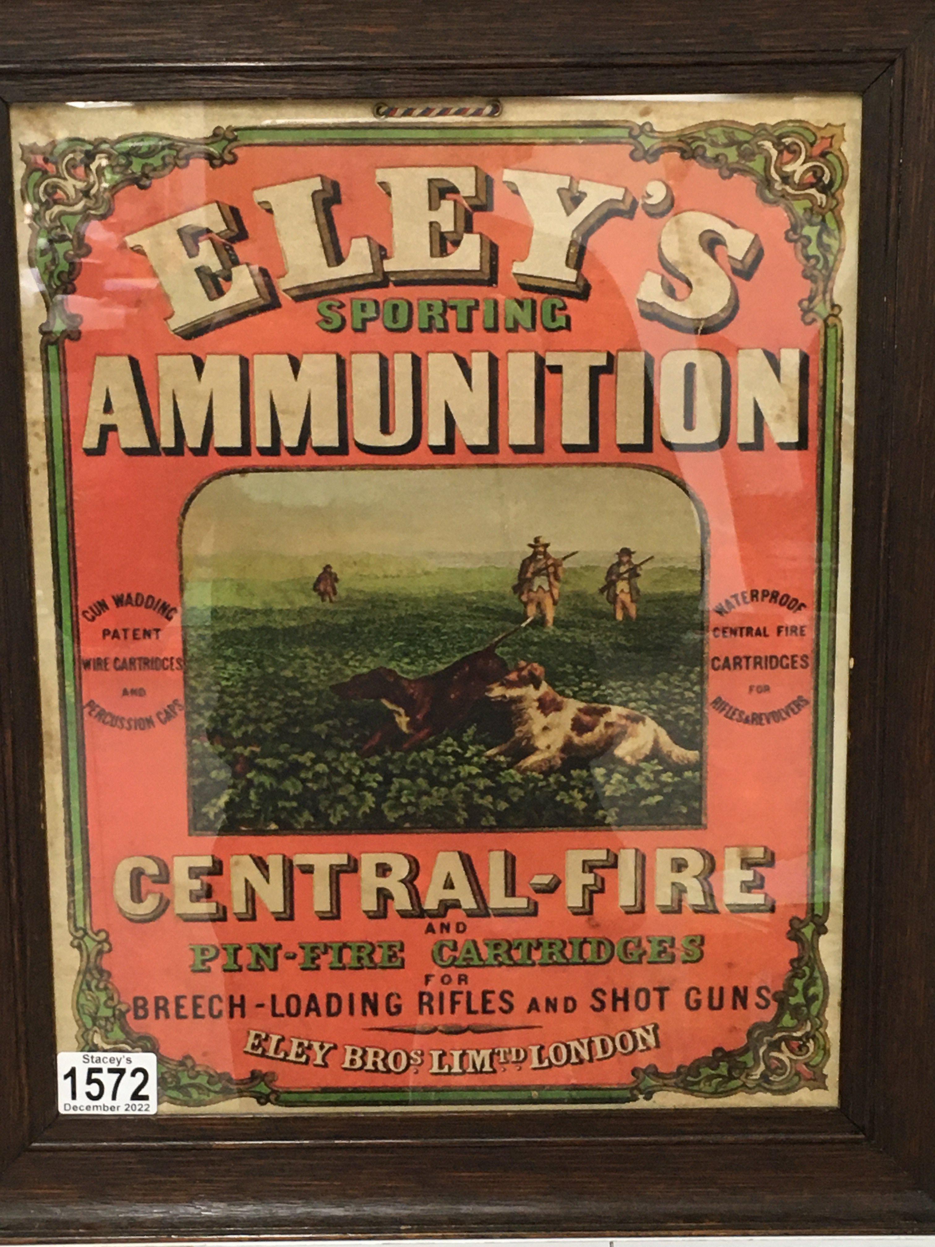 An original Eleys sporting ammunition card adverti