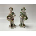 2 18thC English porcelain figurines of cherubs, Po