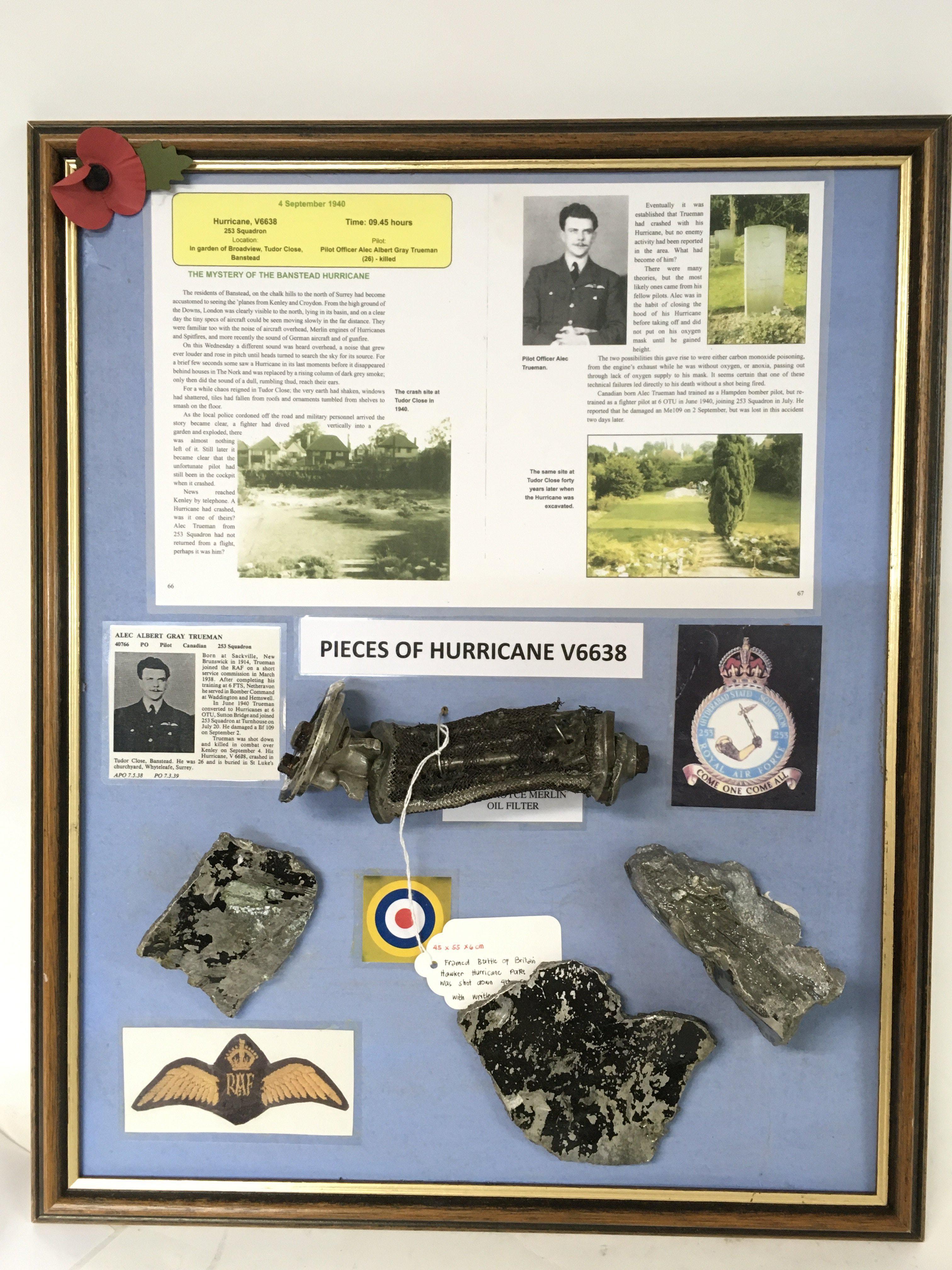 Framed Battle of Britain Hawker Hurricane Parts th