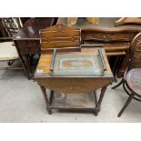 A vintage folding topped table, 1940s etched glass