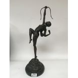An Art Deco design Bronze figure of full length fe