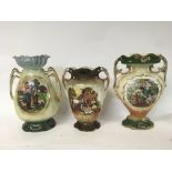 Victorian vases depicting country & nature scenes