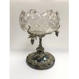 A silver plated and cut glass centrepiece, approx