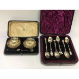 A cased silver cruet set, Birmingham hallmarks and