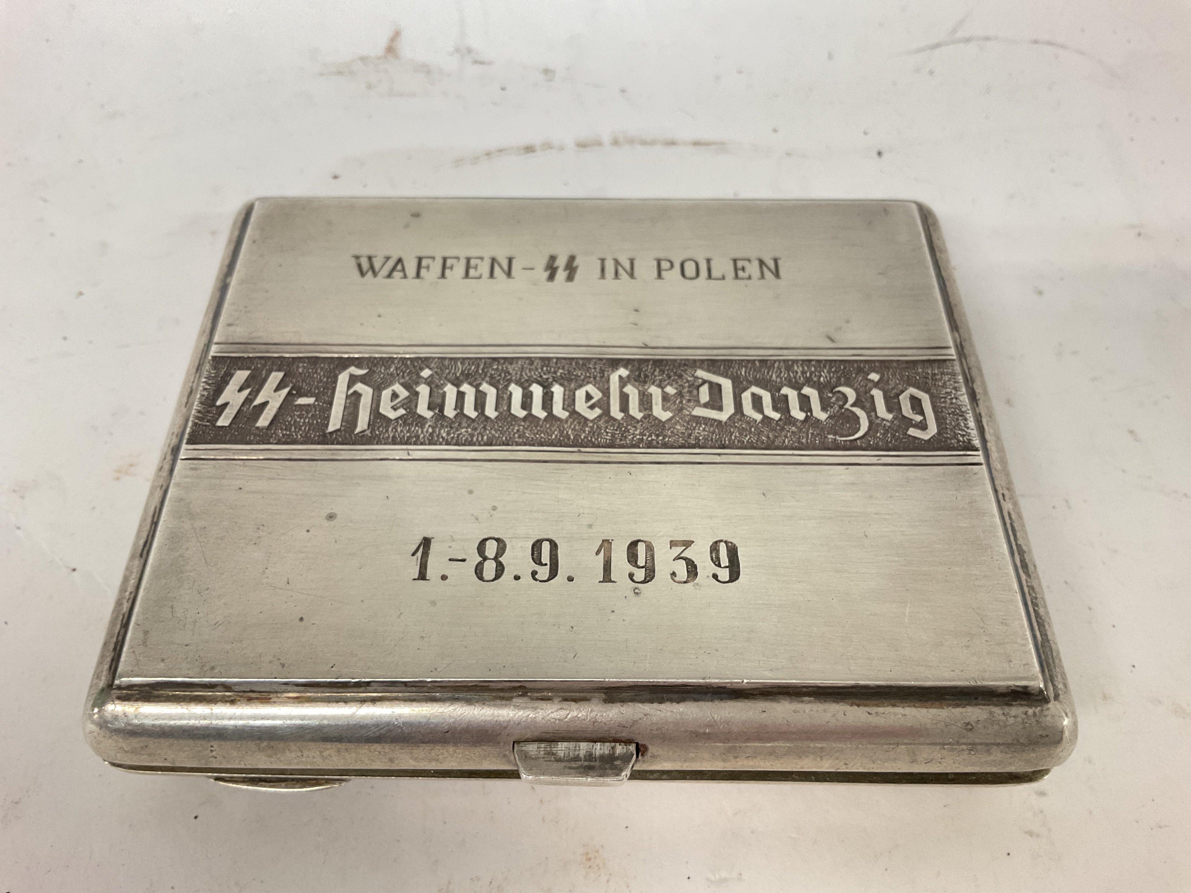 3rd Reich .800 Silver Cigarette Case SS - Helmwehr