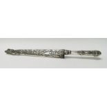 An Ornate silver plated dagger with Inox blade and