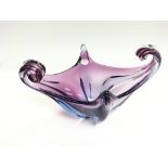 A Murano glass bowl with pulled twirled lobes.