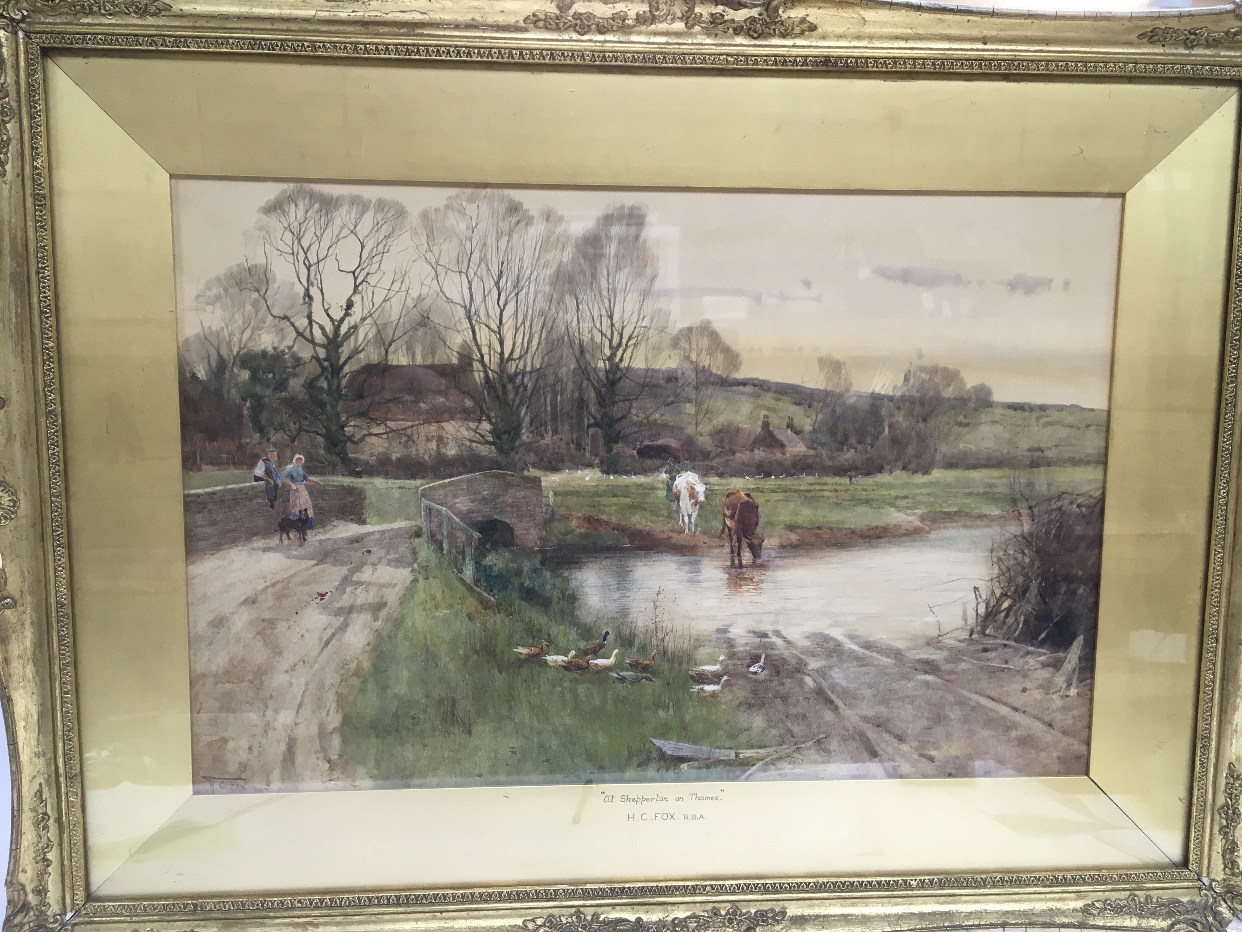 A gilt framed Victorian watercolour 'At Shepperton