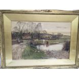 A gilt framed Victorian watercolour 'At Shepperton