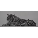 Gary Hodges (b1954) signed print Bengal Tigress and Cub, 29 x 59cm