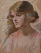 S. Morgan two pastel portraits of ladies, both signed to lower corners, larger 44 x 35cm, in part