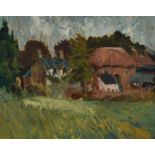 S. Holman impressionist oil on board houses amongst trees, signed lower right, 38 x 49cm, in