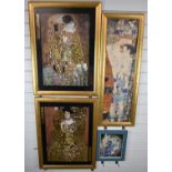 Four Gustav Klimt prints, the largest approximately 69 x 49cm