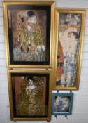 Four Gustav Klimt prints, the largest approximately 69 x 49cm