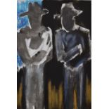 Josef Herman (1911-2000) signed limited edition (17/150) lithograph, two standing figures, 61 x 52cm