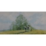 David Shepherd signed limited edition (849/850) print Spring Ploughing, 55 x 102cm, in gilt frame