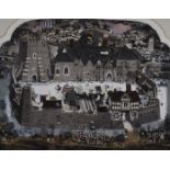 Graham Clarke signed limited edition (310/400) etching 'Notte Todaye', moated castle with sword