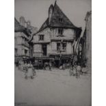 Dorothy Woolard (1886-1986), signed limited edition etching Place de Cordeliers, Dinan, 21 x 16cm,