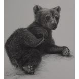 Gary Hodges (b1954) signed limited edition print, Brown Bear Cub (355/850) 21 x 18cm