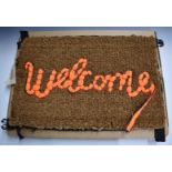 Banksy Welcome doormat, in original Love Welcomes box with Gross Domestic Product label, produced in