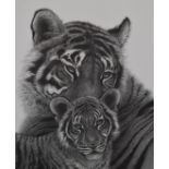 Gary Hodges (b1954) signed limited edition print, Bengal Tigress and Cub (447/850), 40 x 31cm
