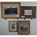 Three watercolour landscapes comprising K.S. Hewitt Loch Etive 12.5 x 19cm, Roy Preston winter