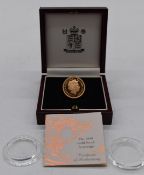 Queen Elizabeth II 1999 proof gold full sovereign, in case with certificate