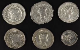 Roman Imperial coinage Military Anarchy AD235-270 Herrenius Etruscus six silver Antoninianus, one
