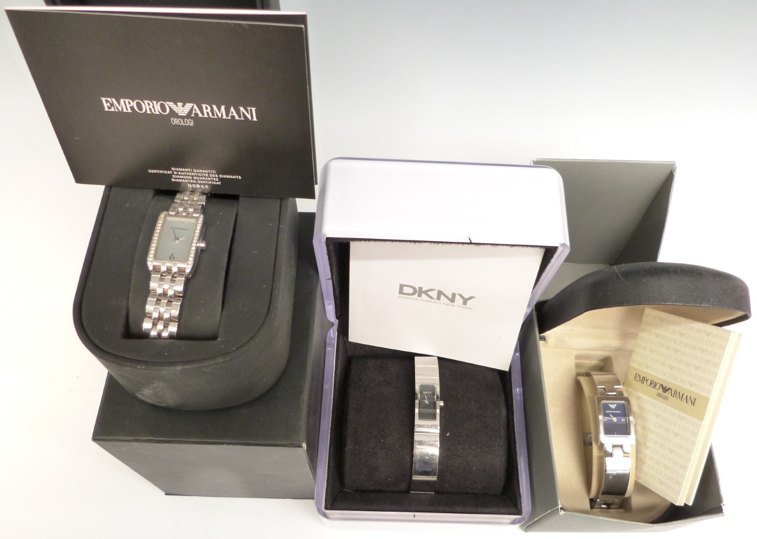 A collection of jewellery and watches including Emporio Armani watches, vintage brooches, 9ct gold - Image 3 of 7