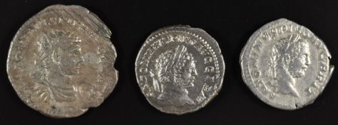Roman Imperial coinage The Severan Dynasty AD193-235 Caraculla three silver coins comprising a