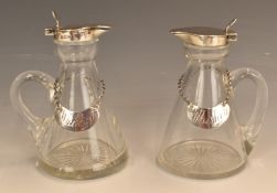 Pair of George V Hukin & Heath Ltd regimental cut glass and hallmarked silver mounted whisky noggins