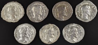 Roman Imperial coinage Military Anarchy AD235-270 Maximinus I seven silver Denarius, various