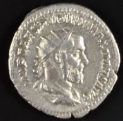 Roman Imperial coinage Military Anarchy AD235-270 Pupienus AD238 silver Antoninianus, diameter 21mm,