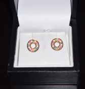 Sif Jakobs pair of silver gilt earrings set with multi coloured zirconia, in original box