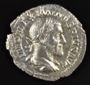 Roman Imperial coinage AD235-270 Maximus I AD235-238 silver Denarius imp maximus pius aug laureate