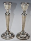 Pair of modern hallmarked silver candlesticks, Birmingham 1975, maker A T Cannon Ltd, height 21cm