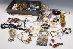 A collection of costume jewellery including silver rings, silver necklace, amethyst beads etc