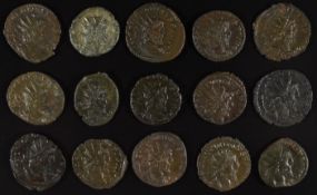Roman Imperial coinage Military Anarchy AD235-270 Victorinus fifteen bronze Antoninianus coins,