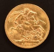 George V 1913 gold full sovereign