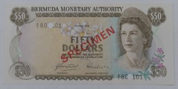 Bermuda 1978 specimen 50 Dollar banknote