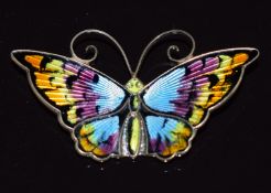 David Andersen silver enamel butterfly brooch, 5 x 3cm