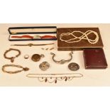A collection of jewellery including Robert Alliston brooch, Scottish silver brooch, rolled gold etc