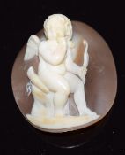Victorian cameo carved in the form of Eros/ Cupid (3.5 x 2.9cm) and another cameo depicting a