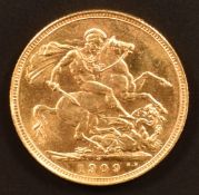 Edward VII 1909 gold full sovereign