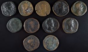 Roman Imperial coinage The Antonines AD138-193 Marcus Aurelius eight various bronze Sestertius