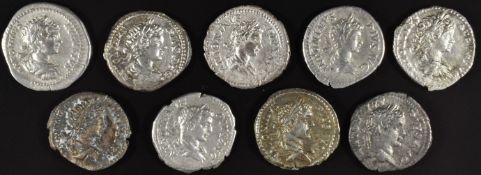 Roman Imperial coinage The Severan Dynasty AD193.235 Caracalla (198-217) nine various silver