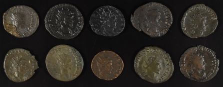 Roman Imperial coinage Military Anarchy AD235-270 Quintillus ten bronze Antoninianus coins, diameter