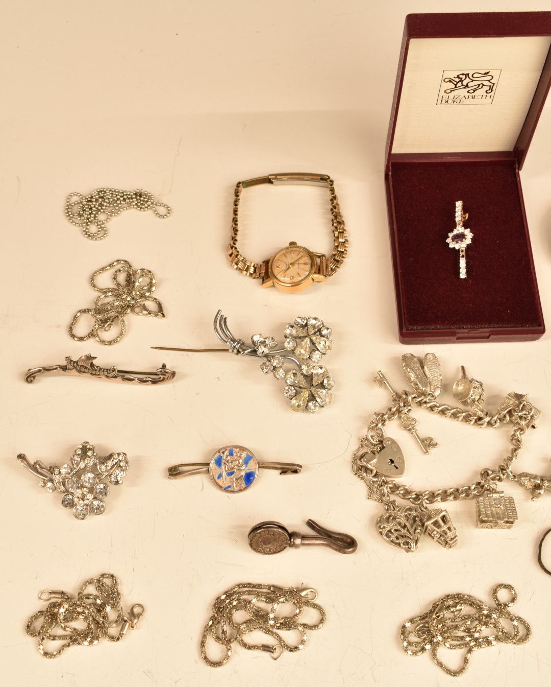 A quantity of costume jewellery including Victorian vulcanite pendant, silver charm bracelet, Celtic - Image 2 of 3