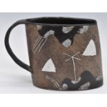 John Maltby (1936-2020) pottery jug with abstract and geometric decoration, signed Maltby to base,