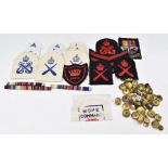 Collection of Royal Navy cloth proficiency, qualification and rank badges, buttons and medal